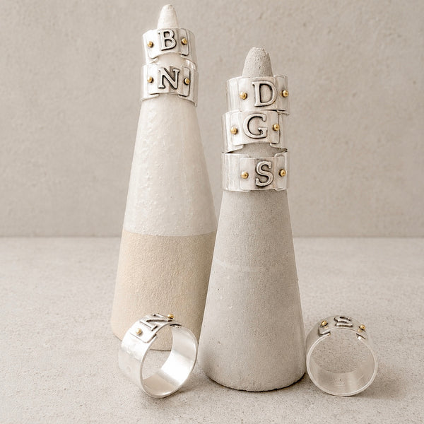 Initial Band Ring - Sterling Silver