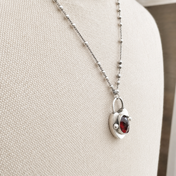 Sterling Silver Faceted Garnet Necklace