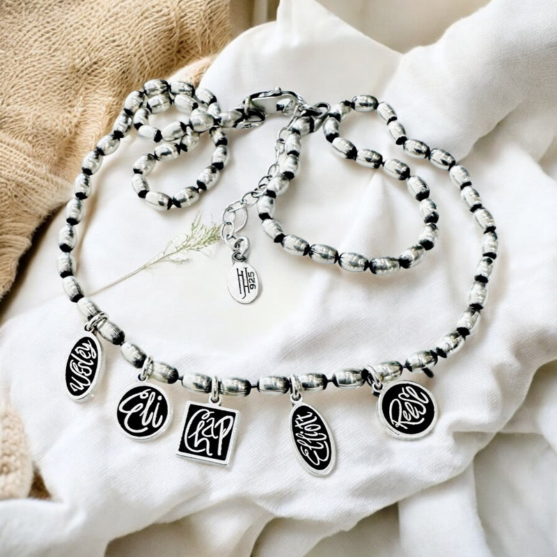 Sterling Silver Beaded Name Necklace