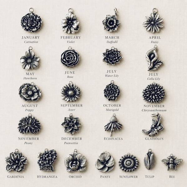 Sterling Silver Flower Bouquet Charms - Birth Month Flowers