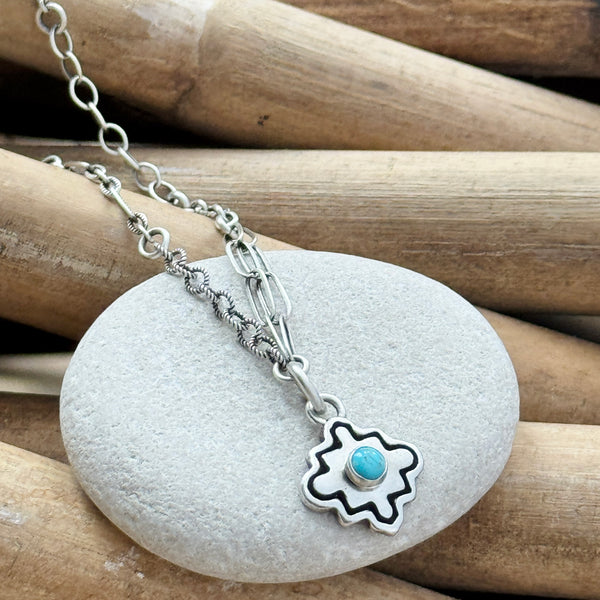 Sterling Silver Turquoise Quatrefoil Necklace
