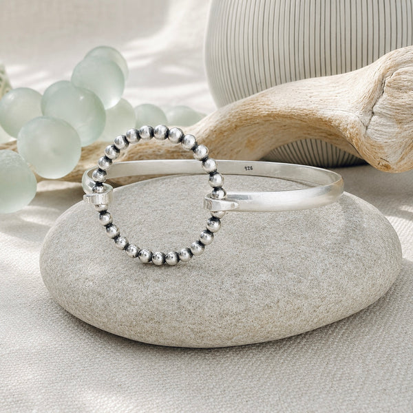 Sterling Silver Beaded Bangle
