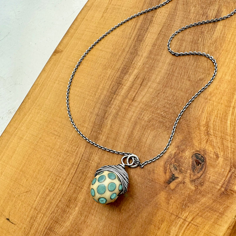 LIMITED - Sterling Silver Woven Lampwork Glass Bead Necklace