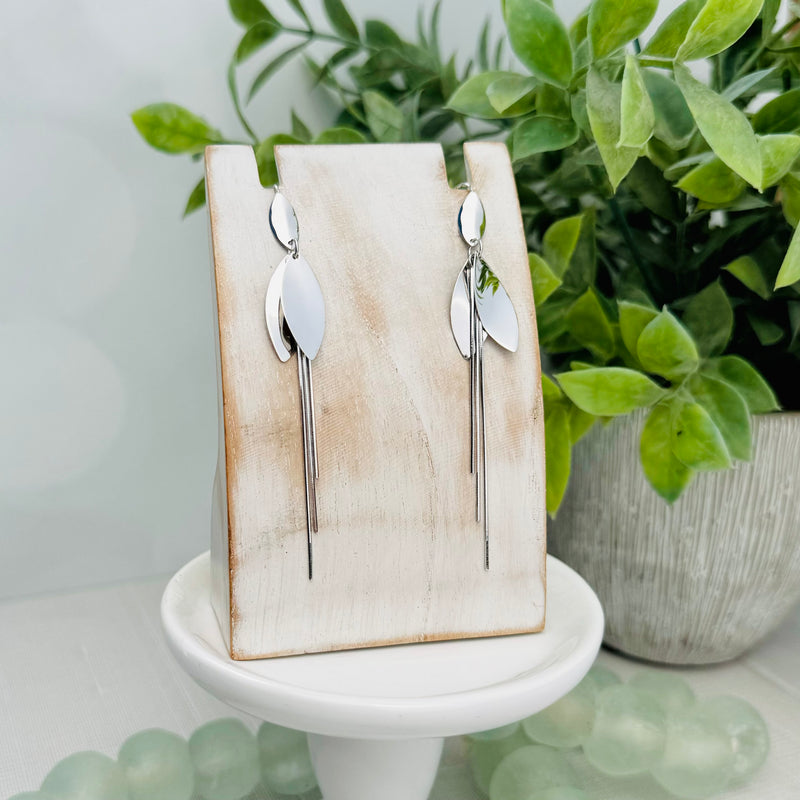 Sterling Silver Leaf Dangle Earrings