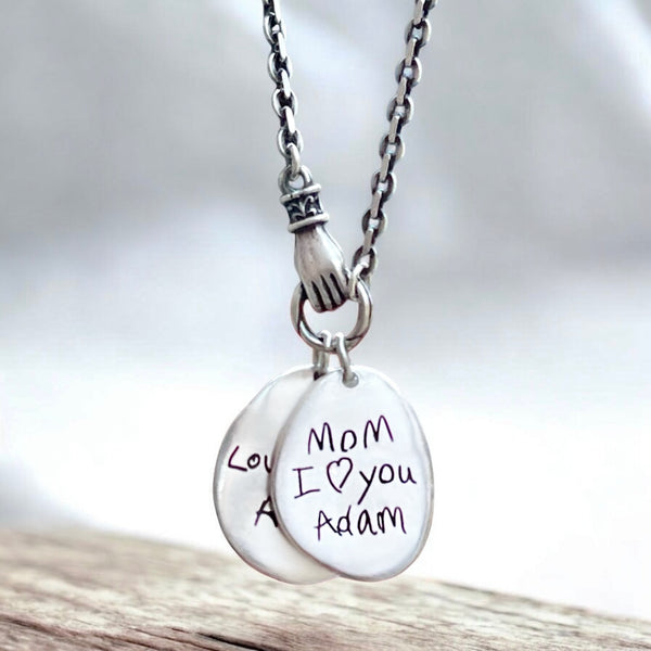 Sterling Silver Handwritten Personalized Textured Charms