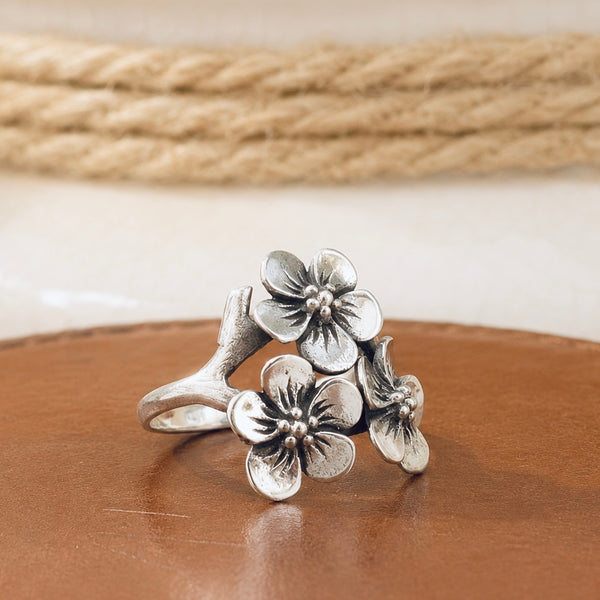 Sterling Silver Cherry Blossom Ring