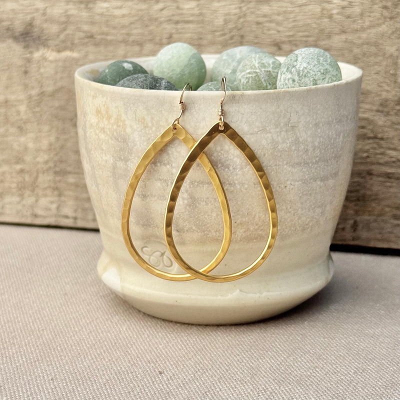 Matte Gold-filled Drop Earrings 1 1/4”
