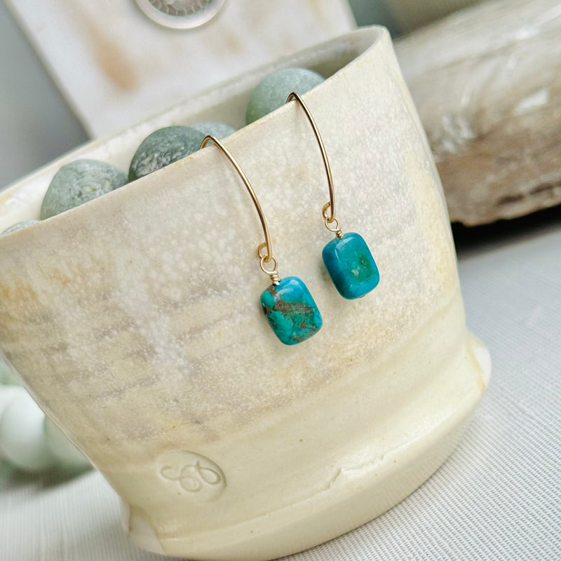 14K Gold-filled & Turquoise Earrings 1.25”