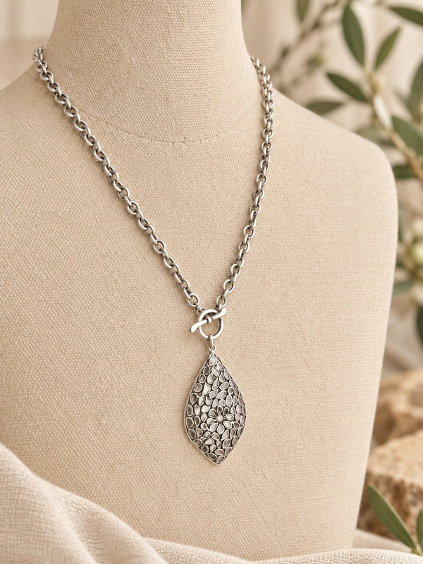 Sterling Silver Sliced Diamond Necklace