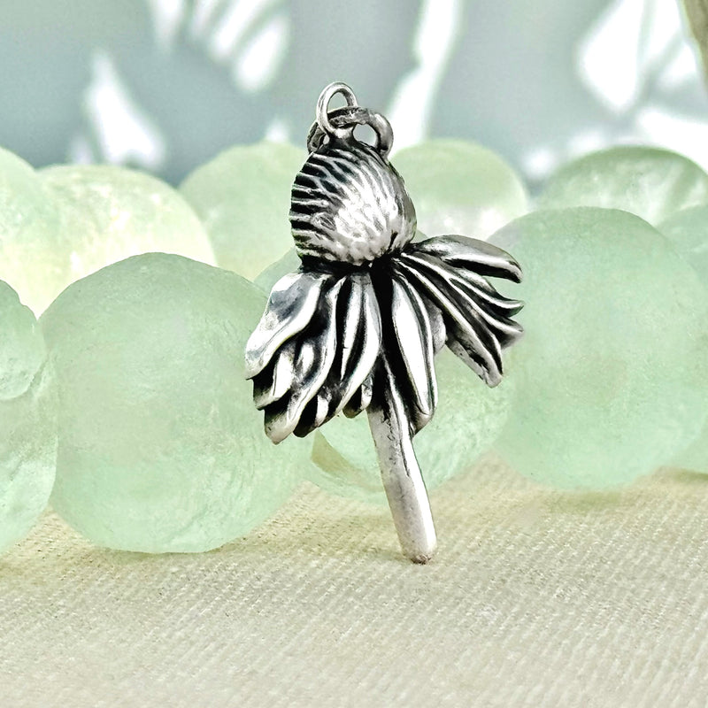 Sterling Silver Cone Flower Charm 1.25”