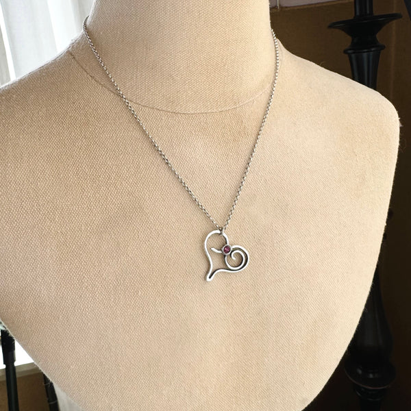 Limited Edition Sterling Silver & Garnet Heart Necklace