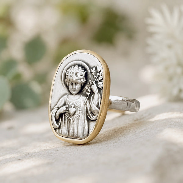 French Sterling Silver Little Jesus Ring