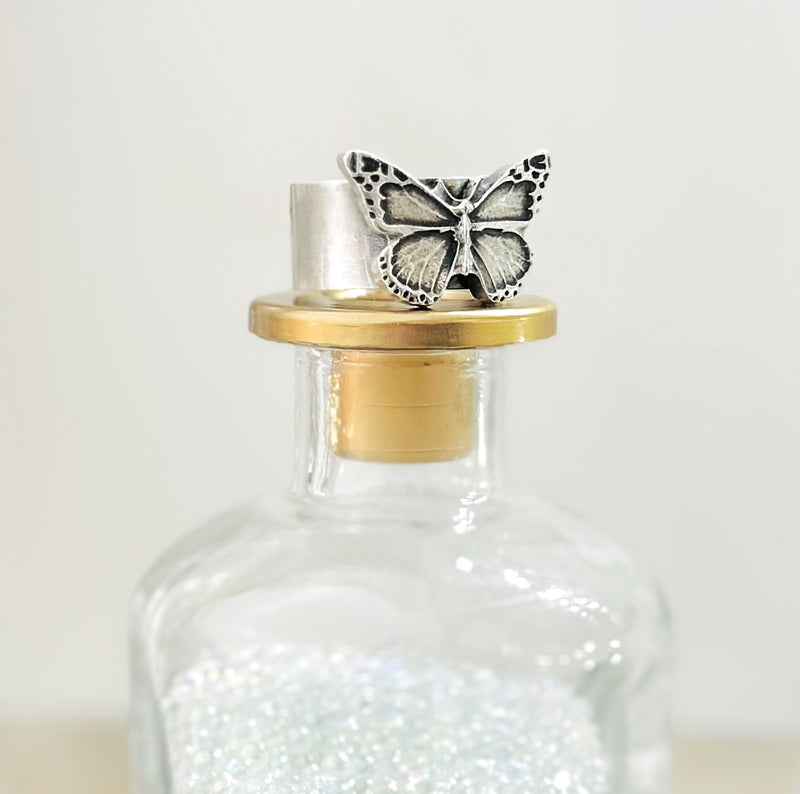 Sterling Butterfly Adjustable Ring with Cremation