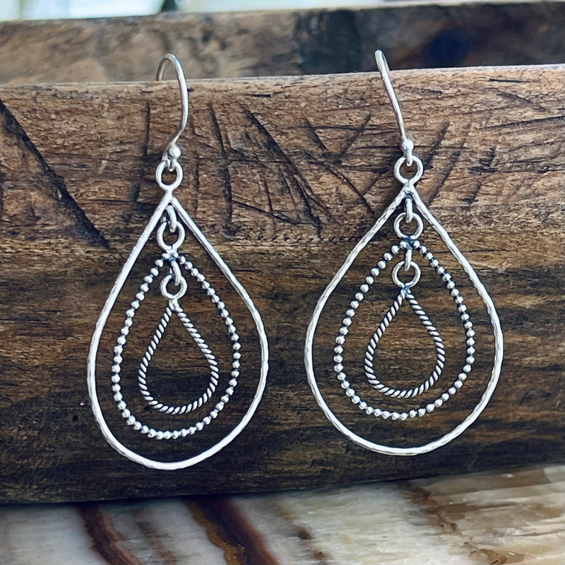 Sterling Silver Triple Drop Earrings