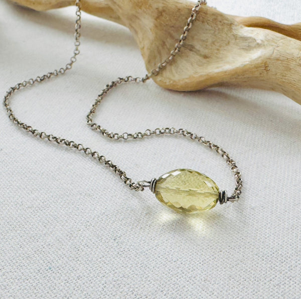 Sterling Silver Faceted Citrine Necklace