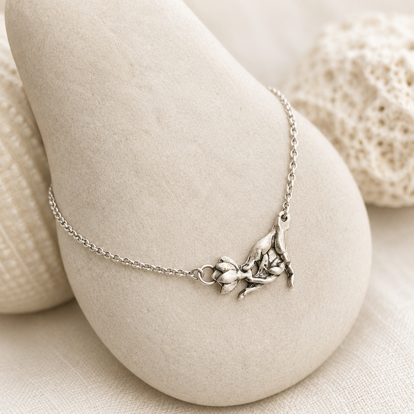 Lotus In Hand Sterling Silver Necklace