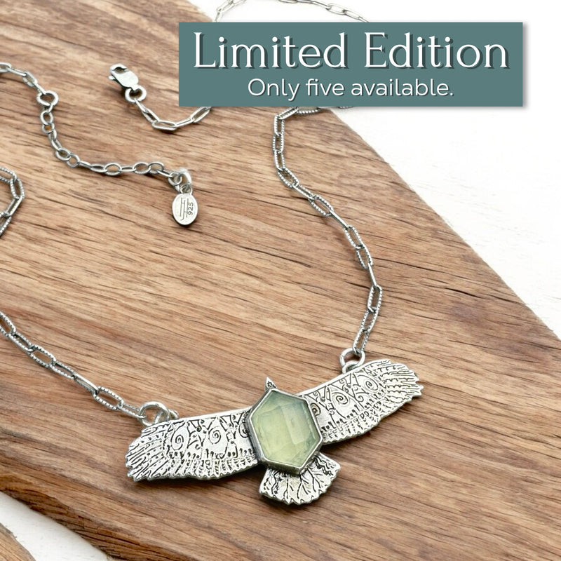 Sterling Silver & Prehnite Take Flight Necklace