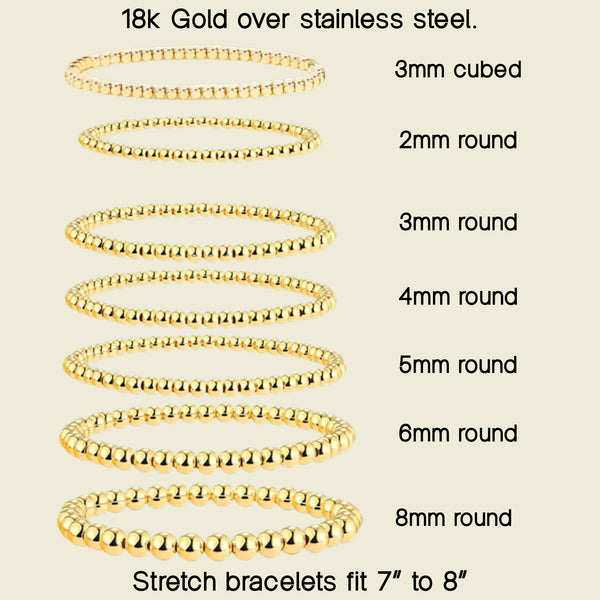 Gold Beaded Stackable Stretch Bracelet