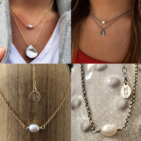 Special! 14k Gold Filled & Sterling Silver Simple Pearl Necklace