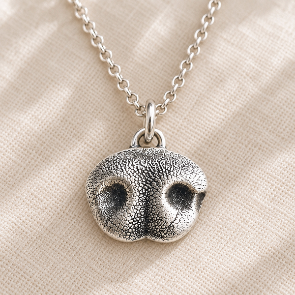 Custom Sterling Silver Dog Nose Print Charm Necklace