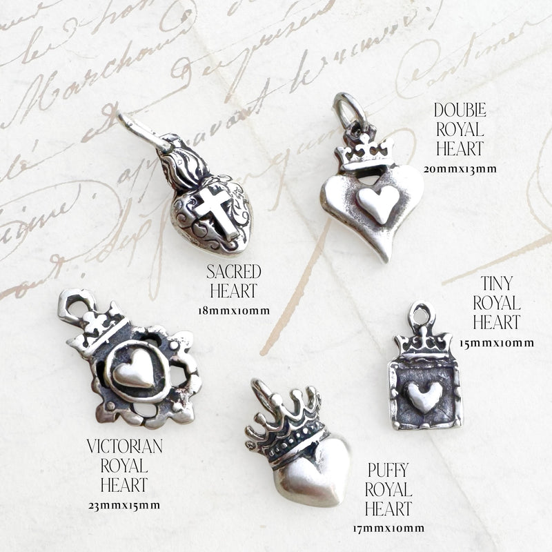 Sterling Silver Sacred & Royal Heart Charms