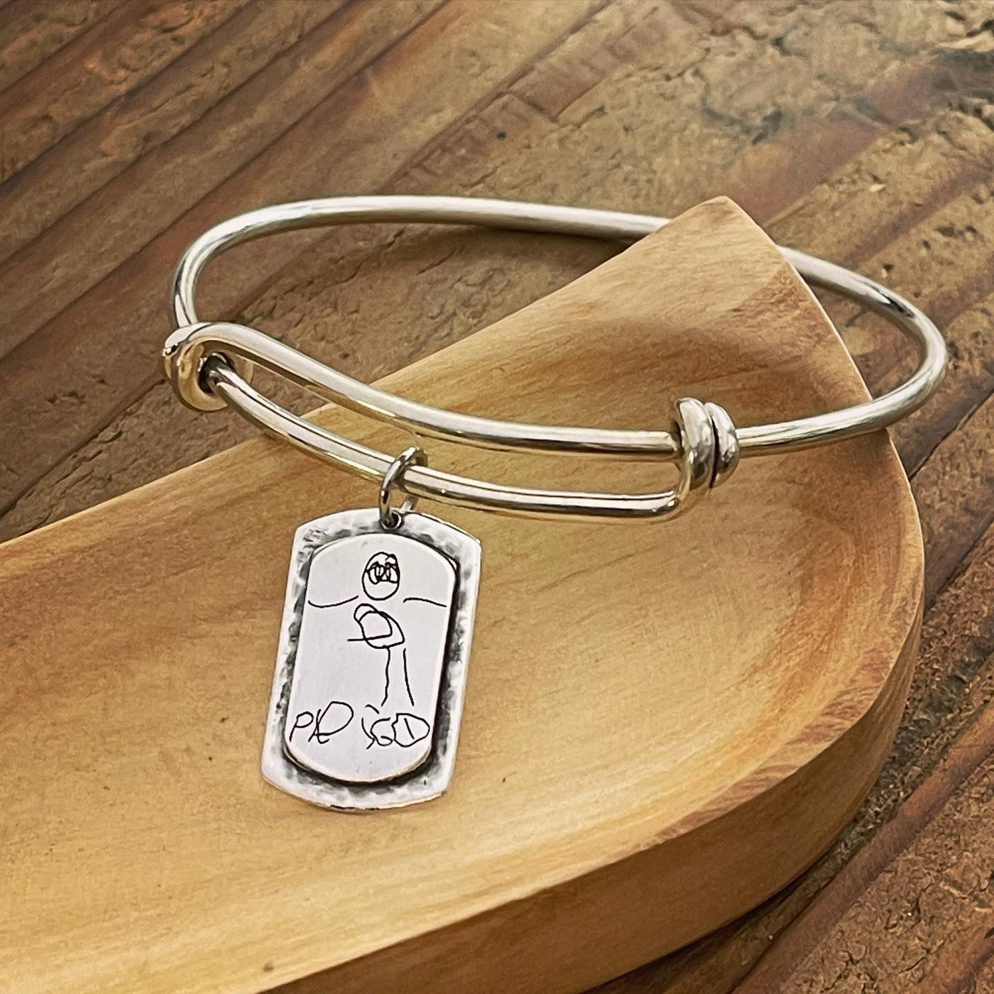 Sterling Silver Custom Mini Dog Tag Bracelet - Expandable