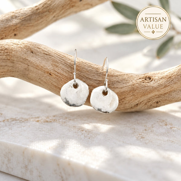 Sterling Silver Organic Disc Earrings
