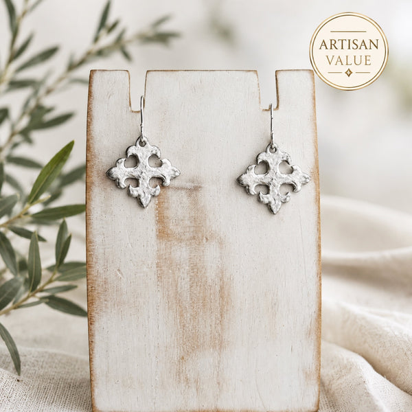 Sterling Silver Earwires w/Pewter Crosses 1.25”
