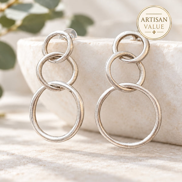 Zamak Three Hoop Earrings 2”