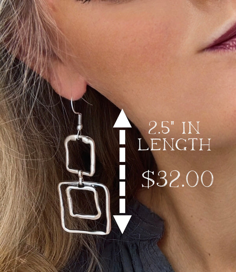 Zamak Square Drop Earrings