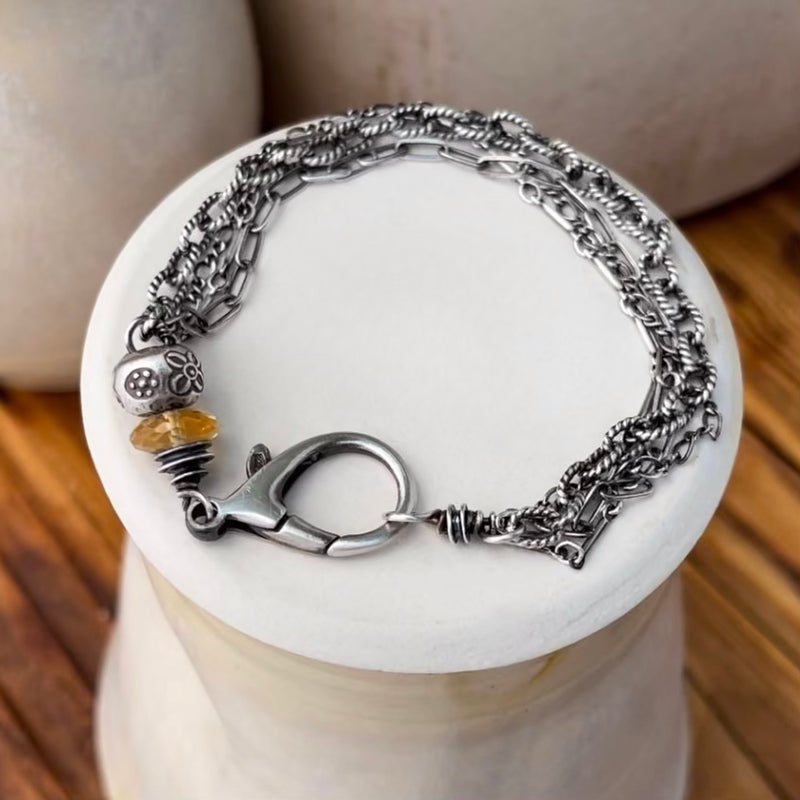 Sterling Silver Citrine Layered Bracelet