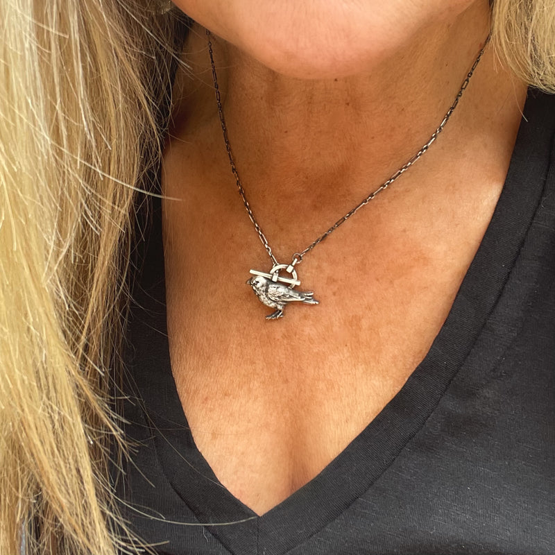 Sterling Silver Fierce & Fearless Sparrow Necklace