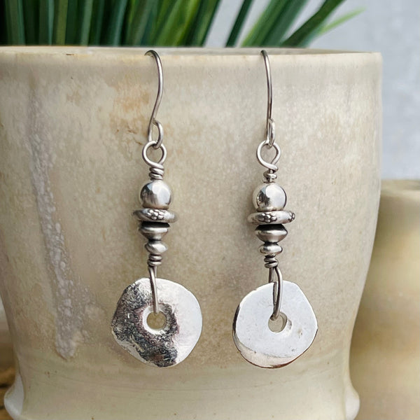 Sterling Silver Stacked Earrings 1.25”