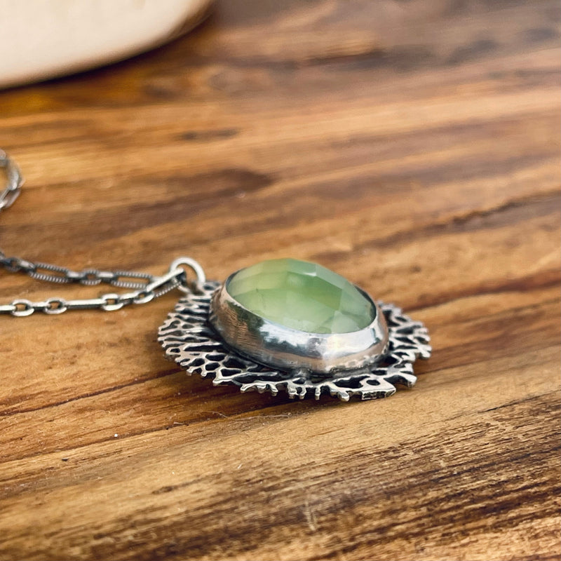 Sterling Silver Faceted Prehnite Necklace