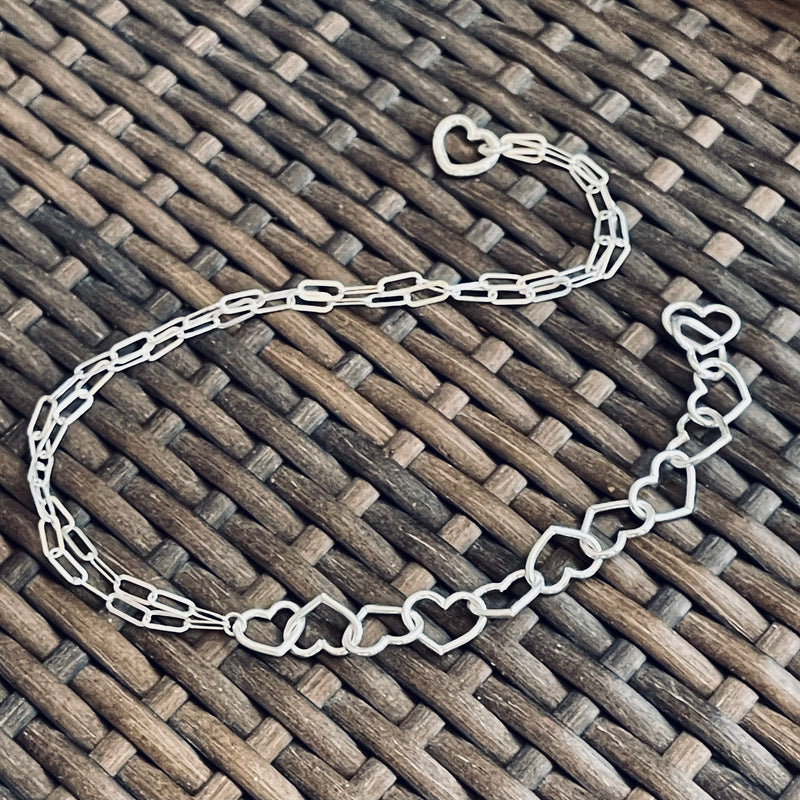Sterling Silver Heart Necklace or Bracelet