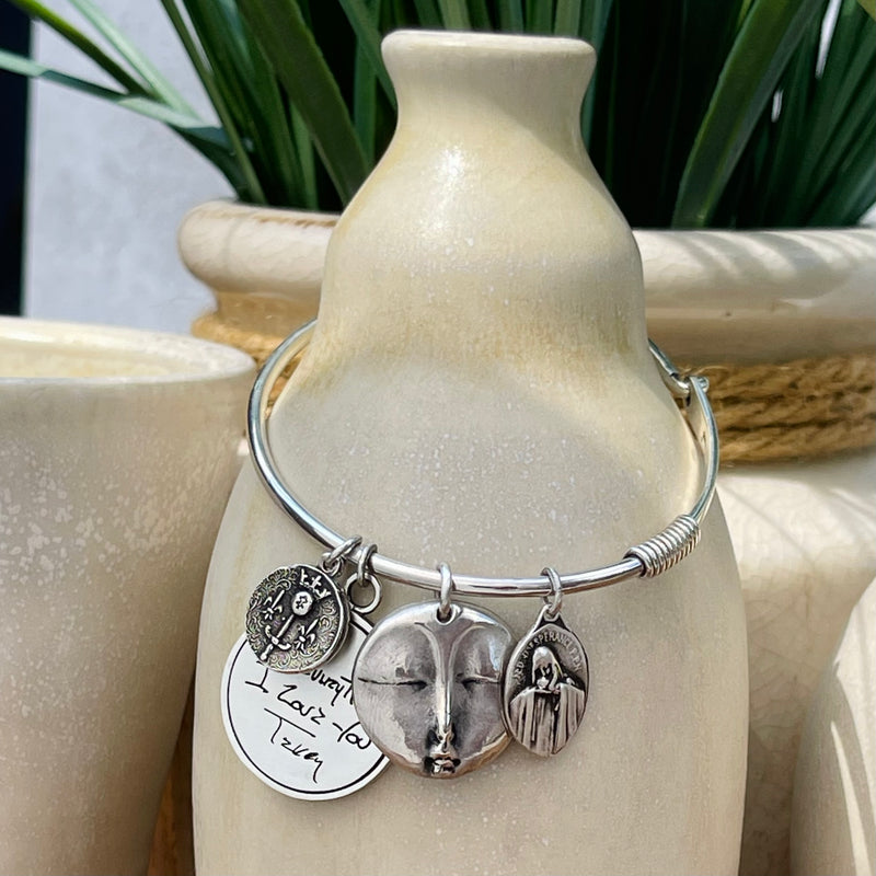 Sterling silver best sale charm bangle