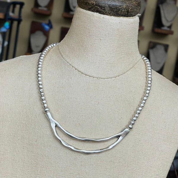 Pewter Beaded Necklace 18”-20”