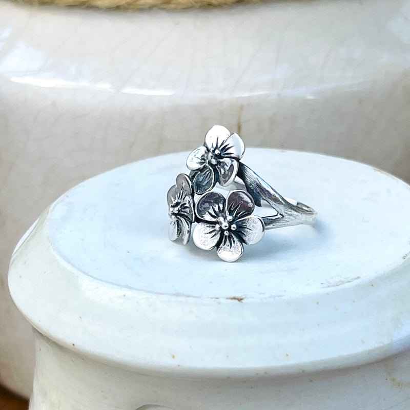 Sterling Silver Cherry Blossom Ring