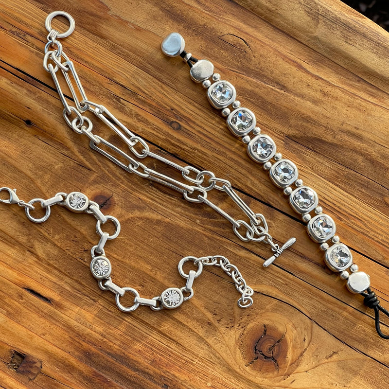 Sterling Silver & Pewter Stackable Bracelets
