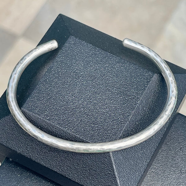 Sterling Silver Hammered Hollow Cuff