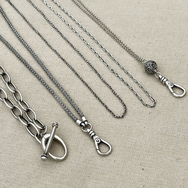 Sterling Silver Charm-Holder Necklaces