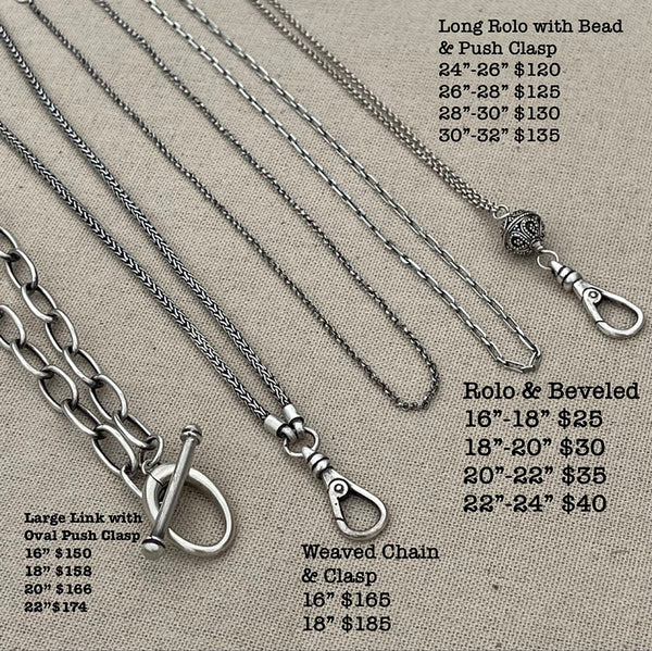 Sterling Silver Chains Charm Holder $25 - $185