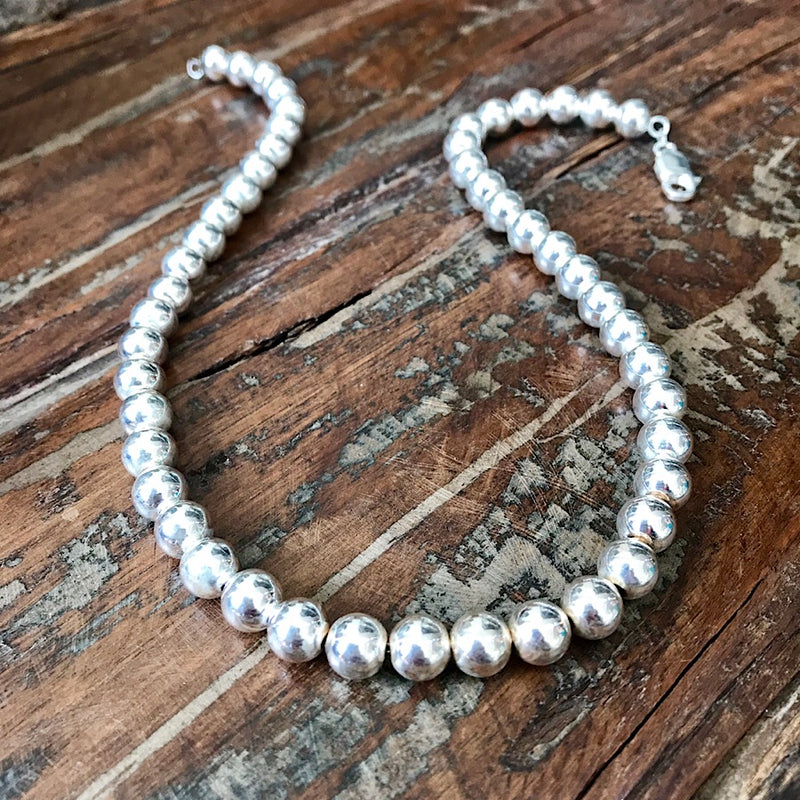 Classic Beaded Necklace - Sterling Silver - Quick Ship