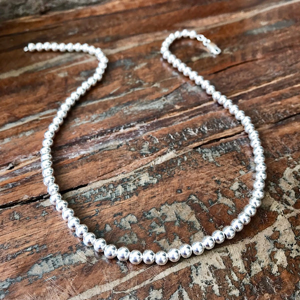 Small Beaded Necklace - Sterling Silver - Quick Ship