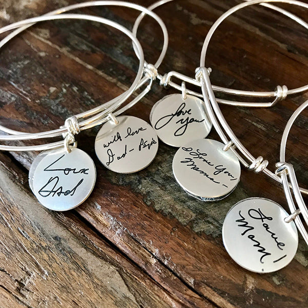 Sterling Handwritten Expandable Bracelet with Charm