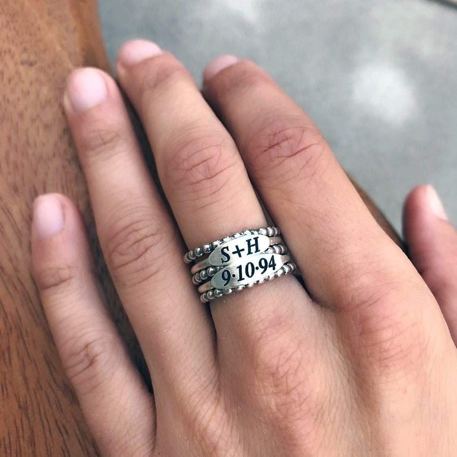 Anniversity Rings Custom Anniversary Rings - Sterling Silver Stacking Rings