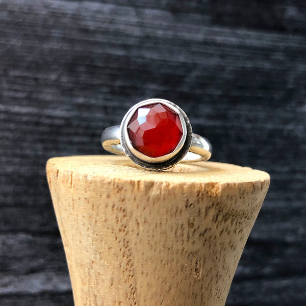 Faceted Carnelian Sterling Silver Ring