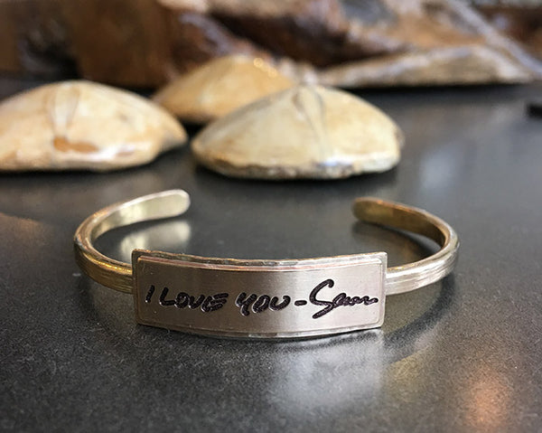 Gold Handwritten Messages Thin Cuff