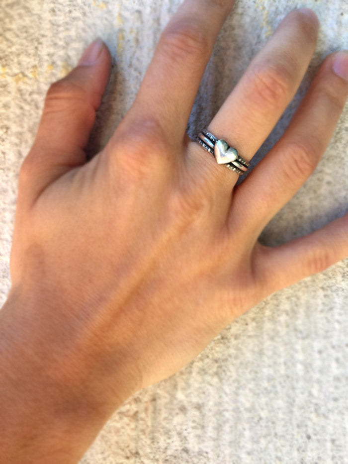 Silver Heartbeat Ring
