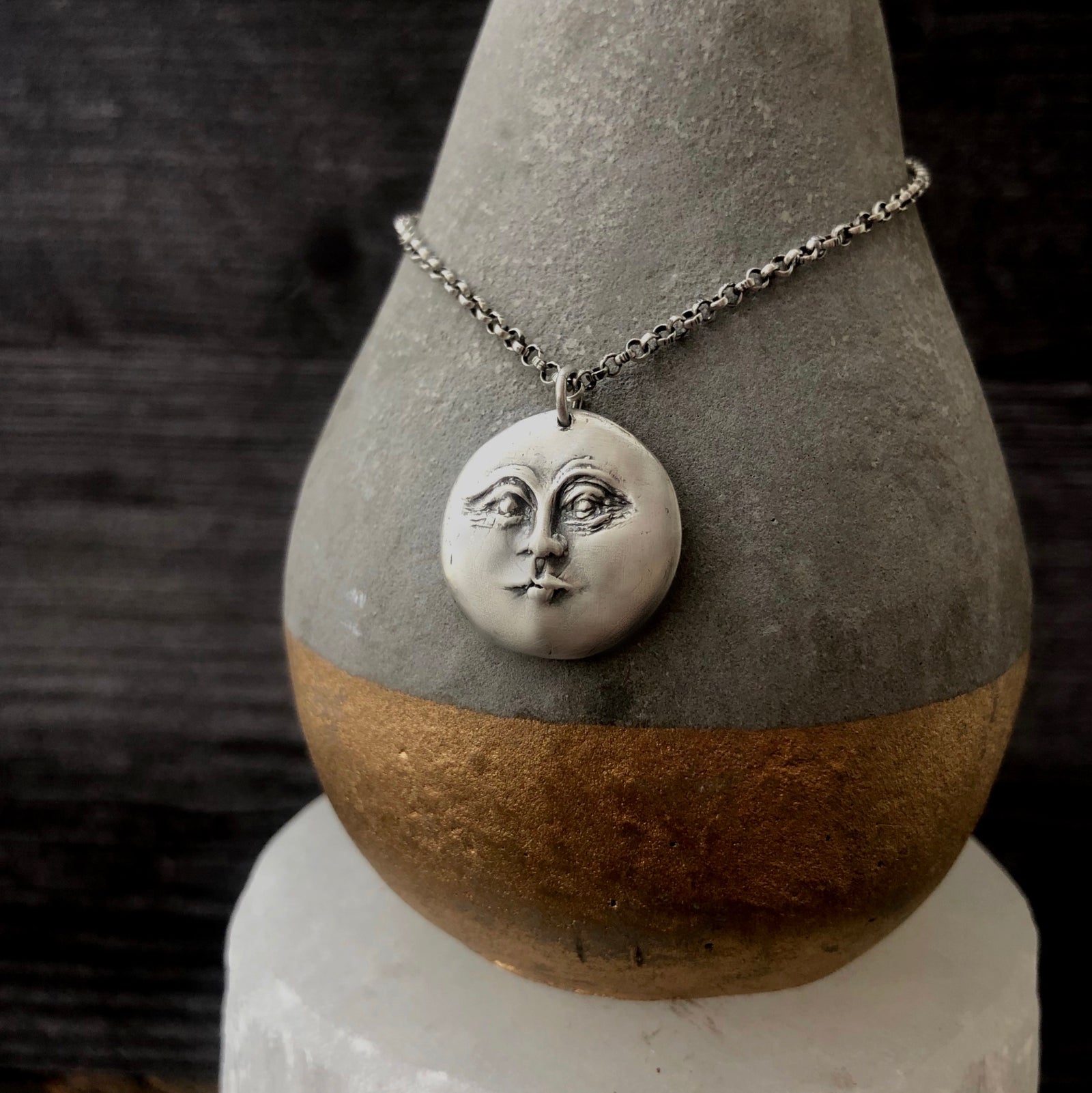 Moon Face Necklace Full Moon Pendant Necklace